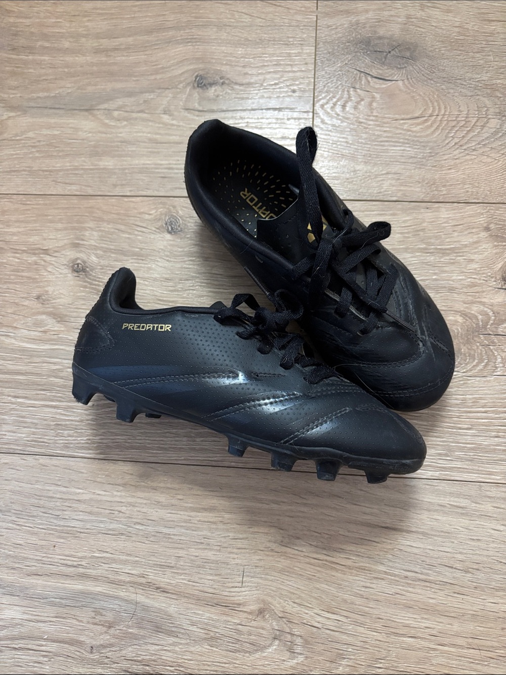 adidas predator Black Soccer Cleats with Gold Accent